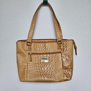 MARC FISHER Tan Faux Alligator / Croc Shoulder Bag Purse